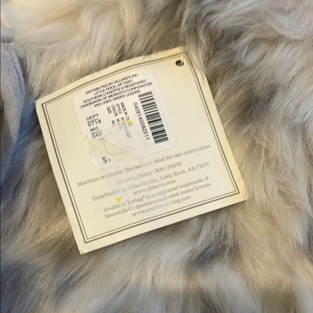 Southern Living Faux Fur Gift Bag - Cream and Gray